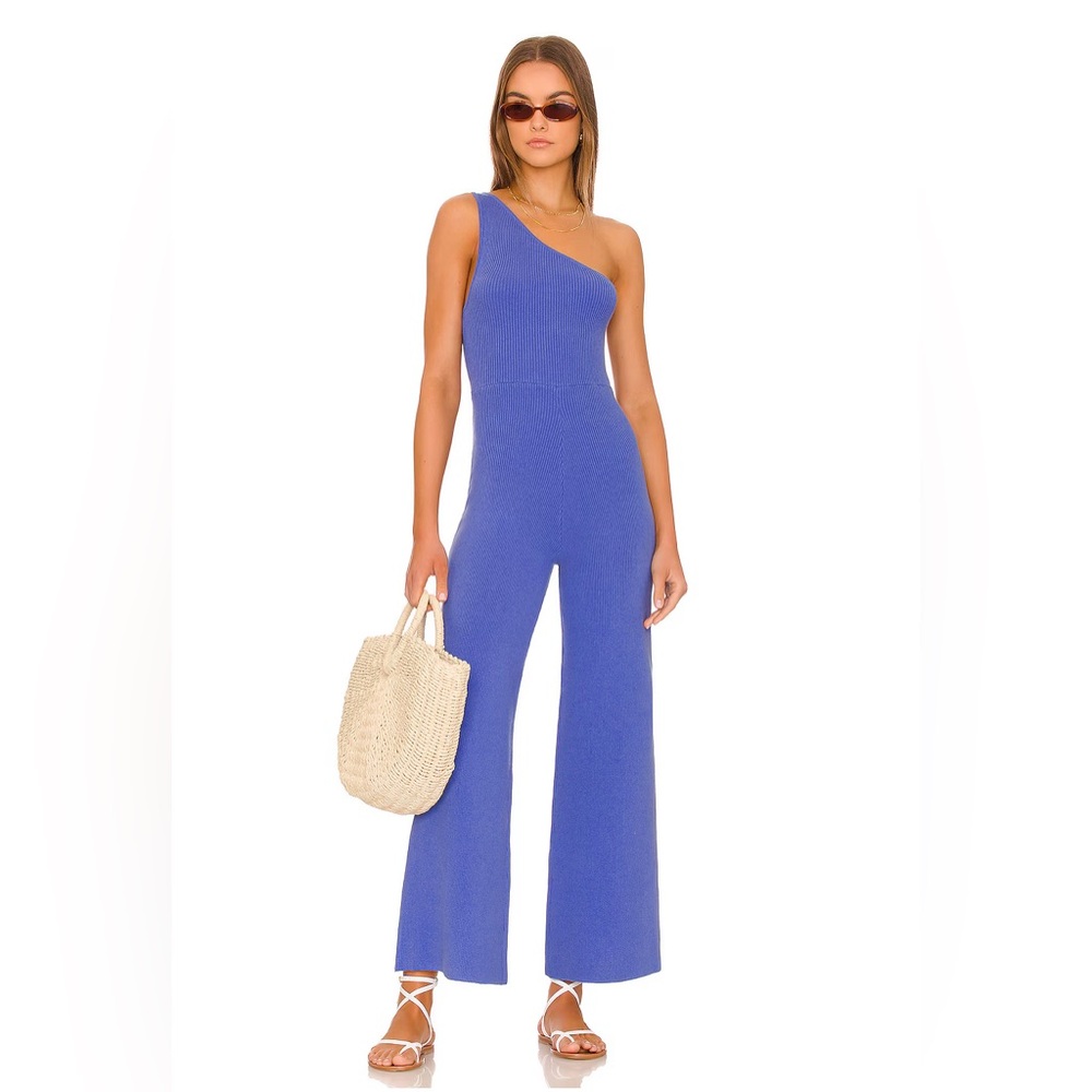 Free People FP Beach Waverly Jumpsuit One Shoulder Jumpsuit Birdsong Blue